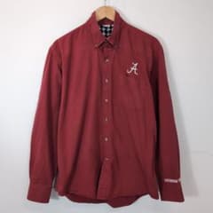 アラバマ大学 長袖BDシャツ カレッジ刺繍ロゴ XL えんじ 赤アメカジ古着のサムネイル