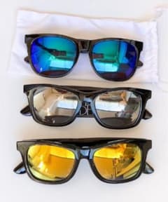 ミラーレンズ スクエアサングラス 3点セット　新品未使用のサムネイル