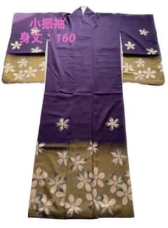 さんび 洗える着物 小振袖 訪問着 桜 紫のサムネイル