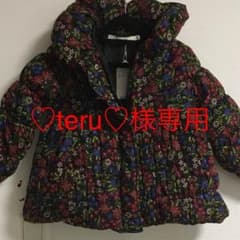 女の子 コート 100cm 花柄 黒 ダウンのサムネイル
