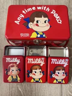 不二家 ペコちゃん ミルキー缶他 4点セットのサムネイル