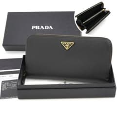 ✨新品未使用・箱保証書付き✨　PRADA 長財布　サフィアーノレザー　ファスナー ✨Sランク・箱保証書付き✨ PRADA 長財布 サフィアーノレザー 三角