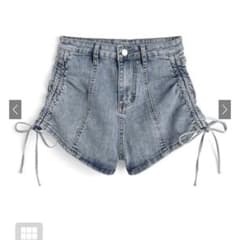 ショートデニムパンツ　ドロストリボンデニムショートパンツ［pu53］GRLのサムネイル