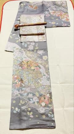 訪問着フルセット　辻ヶ花　金銀彩　絞り　地紋　正絹　金駒刺繍　しつけ糸付　トール 訪問着フルセット 辻ヶ花 金銀彩 絞り 地紋 正絹 金駒刺繍 しつけ糸付