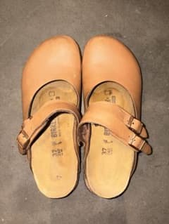 BIRKENSTOCK サボ クロッグサンダル レザー ブラウン - メルカリ