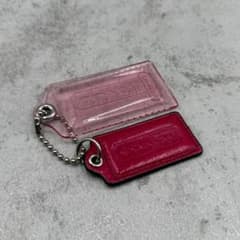 4455 極美品 COACH レザータグチャーム レッド クリアピンク タグのサムネイル