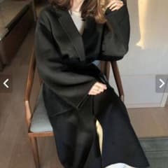 ponpon ハンドメイドコート ブラックのサムネイル
