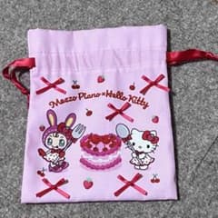 メゾピアノ×ハローキティ　リボン付き巾着(チェリー)