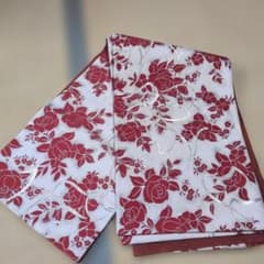 袋帯 赤と白の花柄