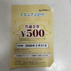 ナガシマリゾート 共通金券 ¥500のサムネイル