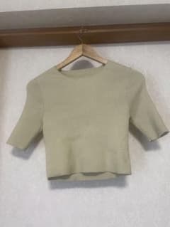 ラメ入り サマーニット 半袖 クロップド丈 Lサイズのサムネイル