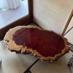 天然木 一枚板 座卓 瘤杢 輪切り ローテーブル - メルカリ