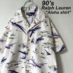 古着 90's ラルフローレン オープンカラー シャツ アロハシャツ 飛行機