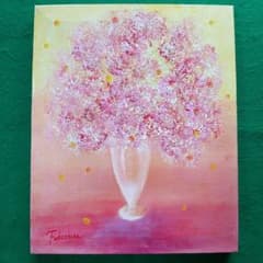 ココ 油絵 花の絵「紅白」F3号 未使用額縁入り （匿名配送） 油絵 「幻花（レッド）」F3号 （匿名配送） - メルカリ