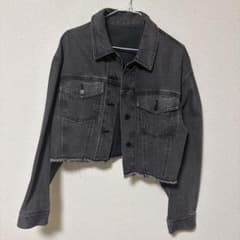 GU ショート丈 デニムジャケット ブラックのサムネイル