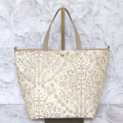 インド刺繍生地 ミニトートバッグ パープル×ゴールド系 ハンドメイド