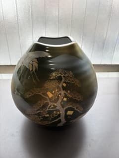 花瓶 陶器 鶴 松 金彩 伝統工芸 インテリアのサムネイル