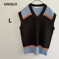 유니클로 마르니 팝콘 니트 V 넥 베스트 멀티 컬러 울 고급