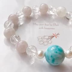 大玉ラリマー14.5mmピンクマイカパール天然石ブレスレット