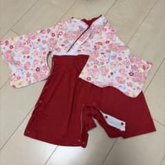 ベビー袴 ロンパース 80cm 花柄のサムネイル