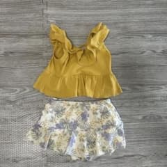 キッズ セパレート水着 110cm イエロー 花柄のサムネイル