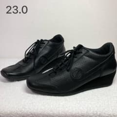 36/23cm NO NAME スニーカー ウェッジソール パンチングレザー黒