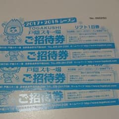 長野県 戸隠スキー場１日リフト券  4枚セットのサムネイル