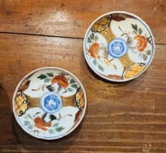 骨董皿 金彩赤絵皿2枚 小皿 アンティーク皿 明治 伊万里焼 - メルカリ