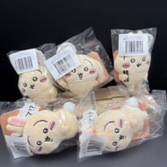 【新品未開封】うさぎだらけくじ　E賞ぬいぐるみバッジ5個セットのサムネイル