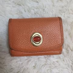 オレンジ レザー 三つ折り財布　ハシバミのサムネイル