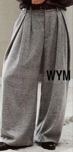 WYM LIDNM CROSS TUCK TWEED BAGGY SLACKS