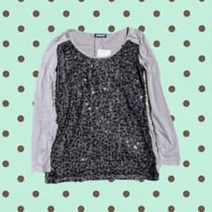 ANAP スパンコール 長袖カットソー グレー×ブラック y2k 秋服のサムネイル