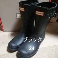 【とりん様専用】HUNTER　レインブーツ　ミドル丈　ブラックのサムネイル