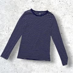 Gap ギャップ ボーダーカットソー 長袖 Tシャツ ネイビー S クルーネック