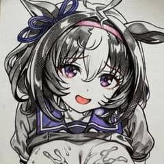 【Oo.ha】ニケ エレグ＆ウマ娘 メイショウドトウ 手描きイラスト色紙 ウマ娘 手描きイラスト ファンアート メイショウドトウ - メルカリ