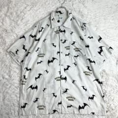 Schott NYC 総柄 半袖シャツ コウモリ 蜘蛛の巣 オープンカラー L Schott NYC 総柄 半袖シャツ コウモリ 蜘蛛の巣 オープンカラー L