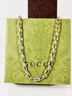 超美品】GUCCI レクタングル チェーン ネックレス 男女兼用 SV925