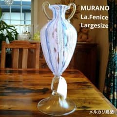 ムラノガラス　ベネチアングラス　レース　ラ.フェニーチェ　花瓶　置物　美品 ムラノガラス ベネチアングラス レース ラ.フェニーチェ 花瓶 置物 美