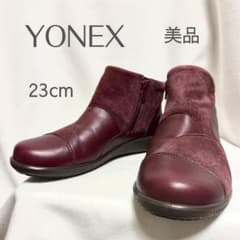【美品】YONEX パワークッション本革 サイドジップシューズ 23 ボルドー