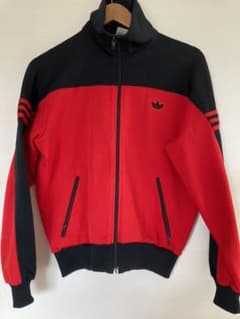 【希少】【80s】【ヴィンテージ】adidas ジャージ　赤×黒　西ドイツ製のサムネイル