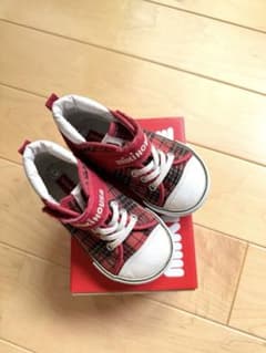 MIKI HOUSE スニーカー 16cm 赤 チェック - メルカリ