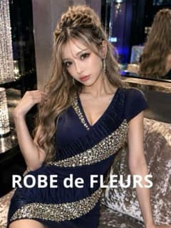 【ROBE de FLEURS】タイトドレス ワンピース ネイビー キャバドレスのサムネイル