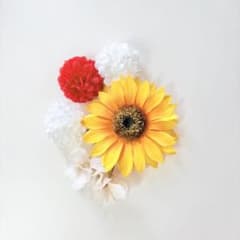 髪飾り　ひまわり　レッドセット