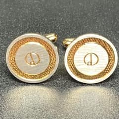 極美品 ダンヒル シルバー＆ゴールド dロゴ 円形 カフリンクス