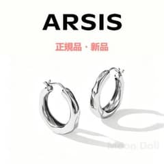 ARSIS 潺流耳圈 ミニマルデザイン シルバー輪郭イヤリングのサムネイル