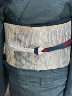 逸品】櫛引き織リバーシブル袋帯 手機☆波柄 マルチカラー 