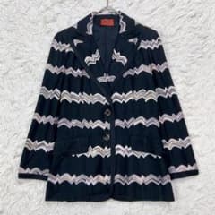 【美品】ミッソーニ テーラードジャケット ジグザグ柄 42 XL相当 ブラック 美品】ミッソーニ テーラードジャケット ジグザグ柄 42 XL相当