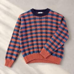 【美品】BEAMS HEART フクレ チェック ジャカード ニット ピンクのサムネイル