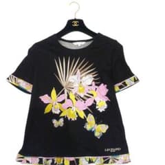 ☆美品☆LEONARD ブラック 大きな花柄 蝶 ピンク 黄色 グリーン - メルカリ