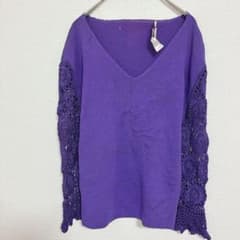 Joseph A. 【M】紫 Vネックニット ジョセフエー パープルレース